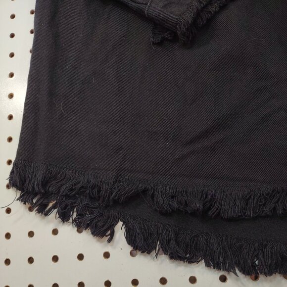 Black Oversized Distressed Jean Shirt Jacket, Size Medium - Picture 6 of 8